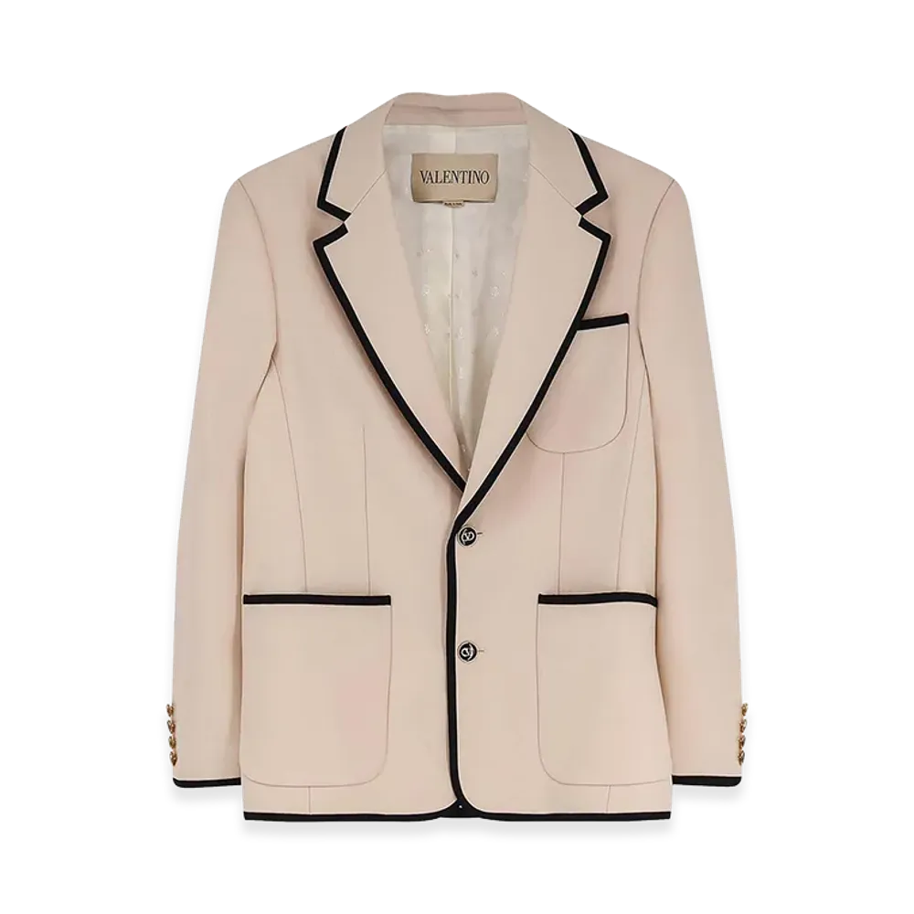 Valentino Single-Breasted Virgin Wool Blazer "Cream"