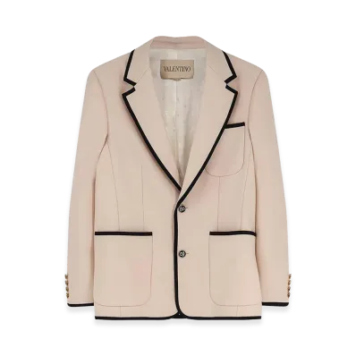 Valentino Single-Breasted Virgin Wool Blazer "Cream"