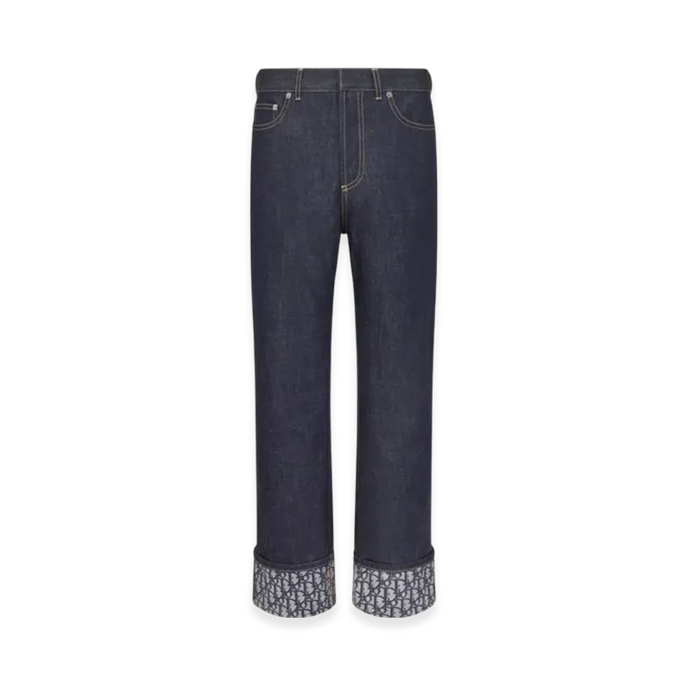 Dior Women's Boyfriend Jeans Cotton Denim with Dior Oblique "Blue"