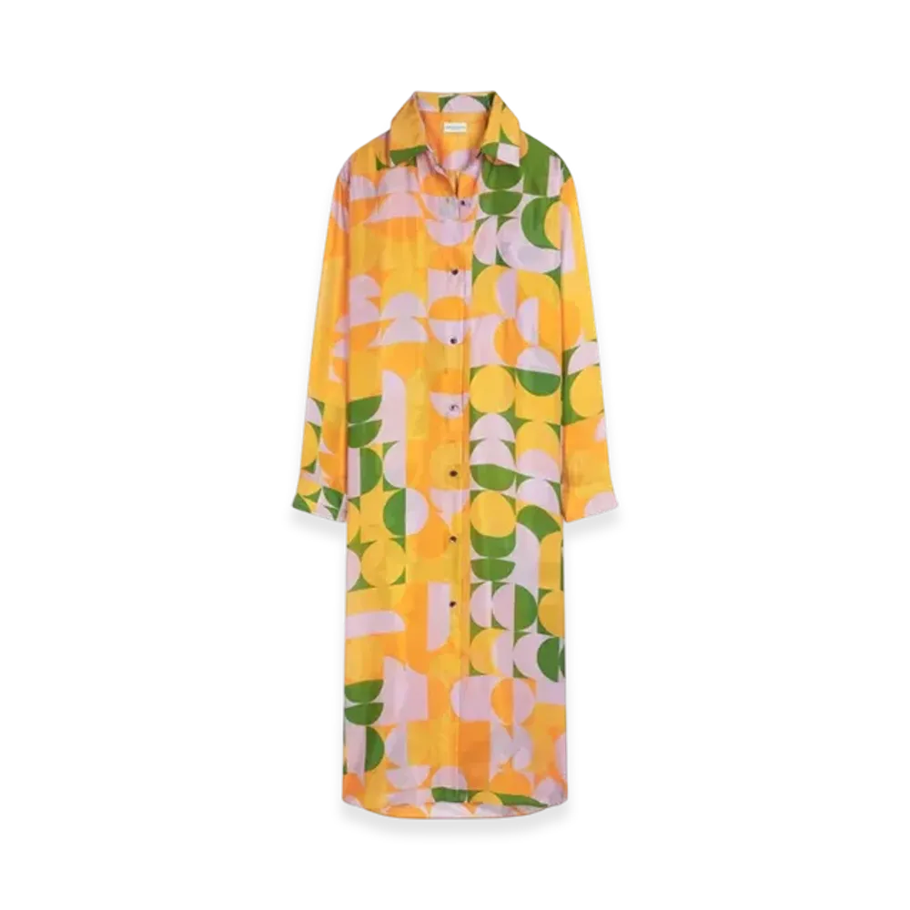DRIES VAN NOTEN Women's Silk Shirt Dress "Orange"