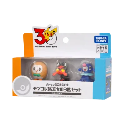 TAKARA TOMY "MONSTER COLLECTION" -Pokemon 30th Anniversary Moncolle: First Partner Trio Set- Alola Region