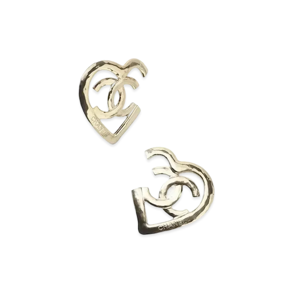 CHANEL Heart CC Metal Earrings "Gold"