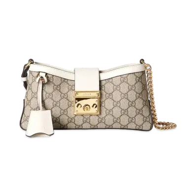 GUCCI Padlock Small Shoulder Bag GG Supreme Canvas "Beige/Ebony/White"