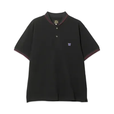 NEEDLES Shawl Collar S/S Polo - Cotton Pique "Chacoal"