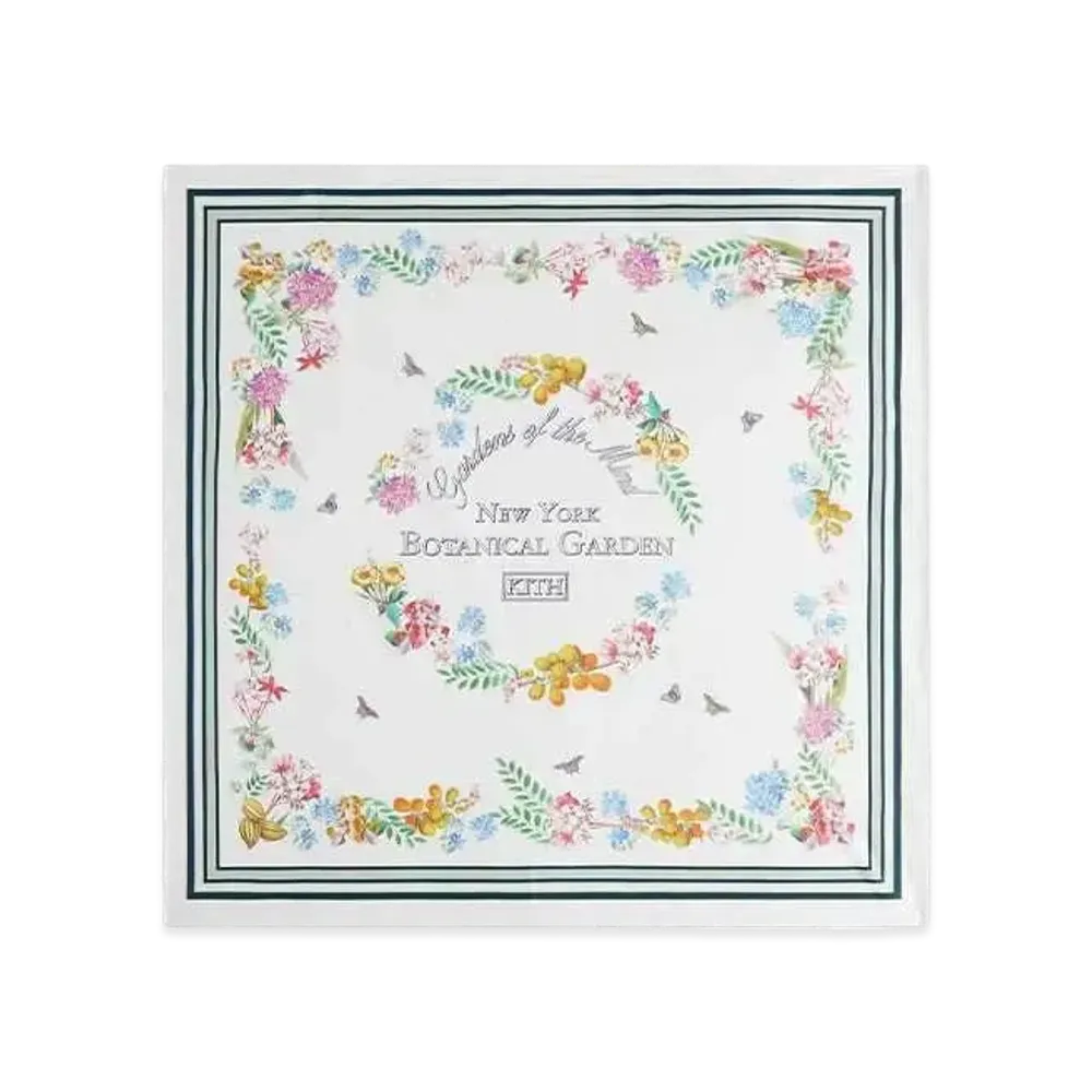 Kith x New York Botanical Garden Printed Silk Scarf "White"