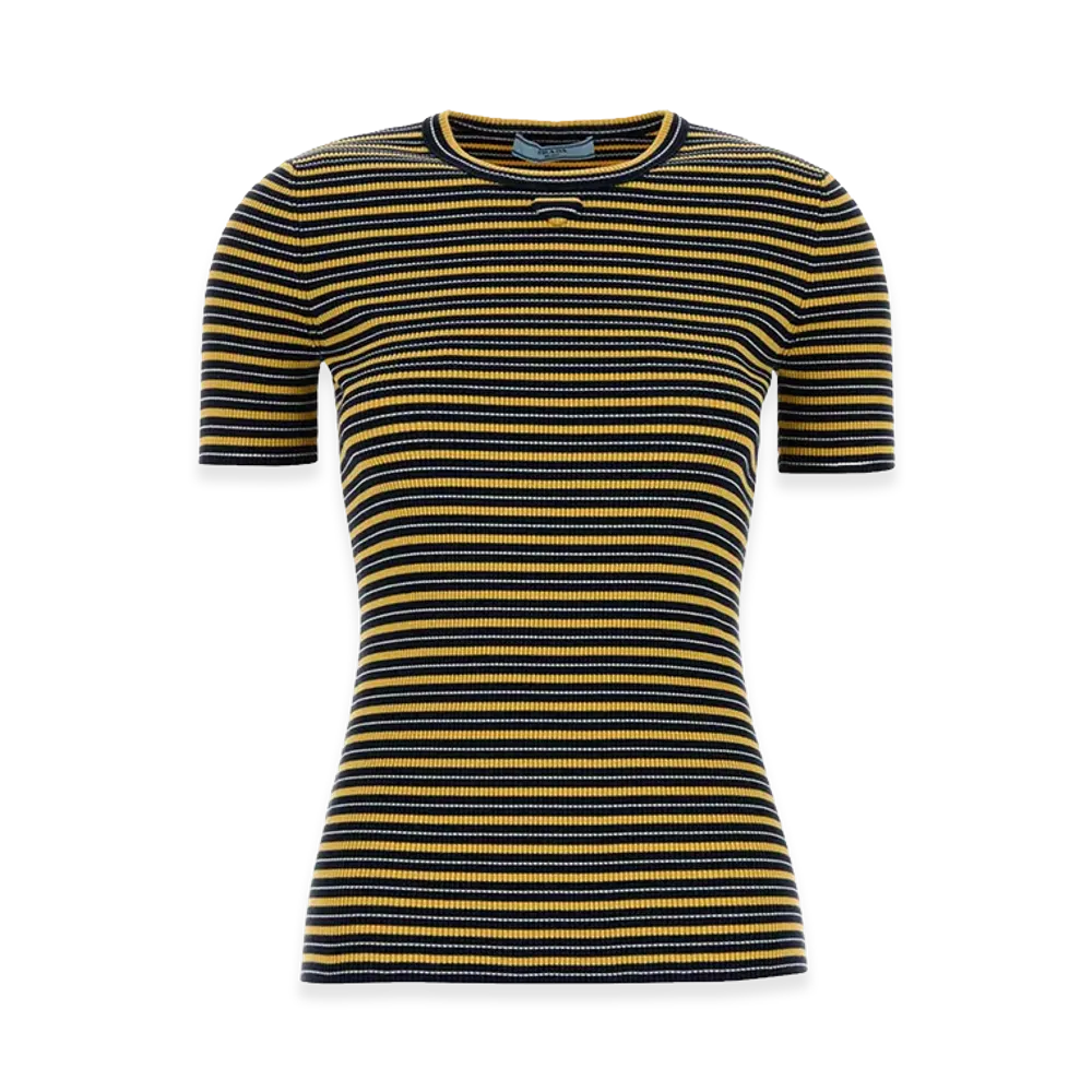 PRADA Women's Embroidered Stretch Cotton T-Shirt "Multicolor"
