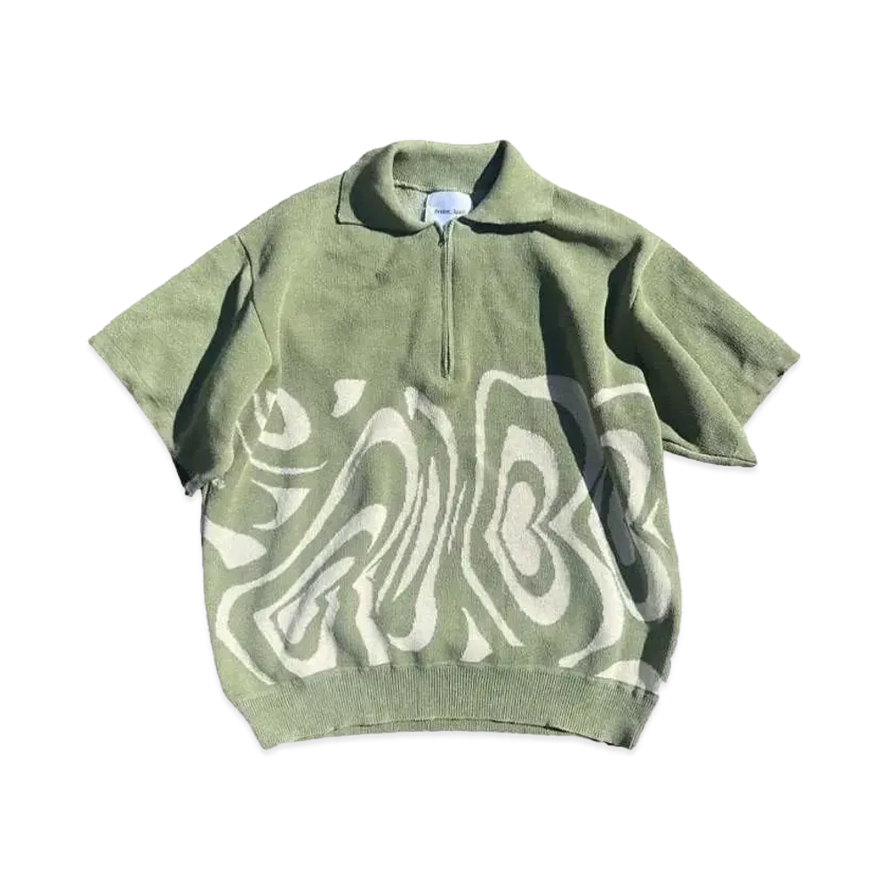 Student Apathy Mable half zip knit polo "Khaki"