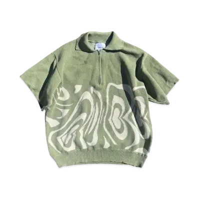 Student Apathy Mable half zip knit polo "Khaki"