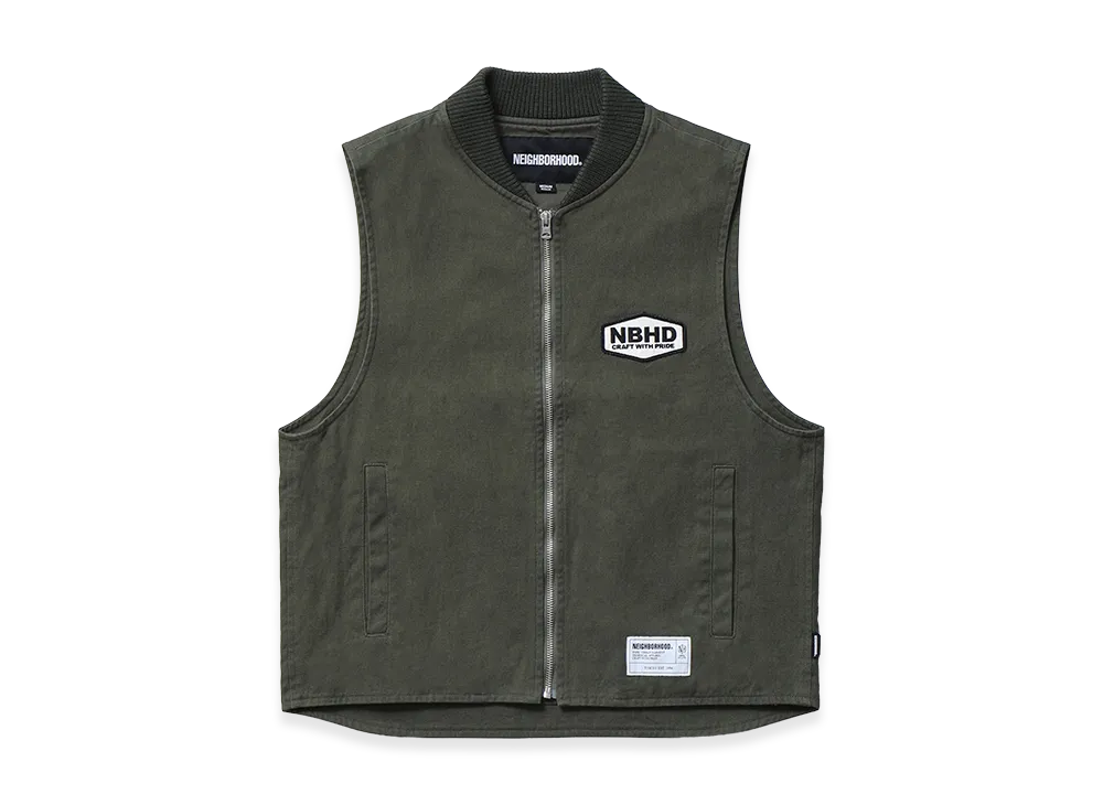 NEIGHBORHOOD Zip Work Vest "Olive Drab"