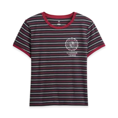 Gap x Stranger Things Organic Cotton VintageSoft Cropped T-shirt "Multi Red Stripe"