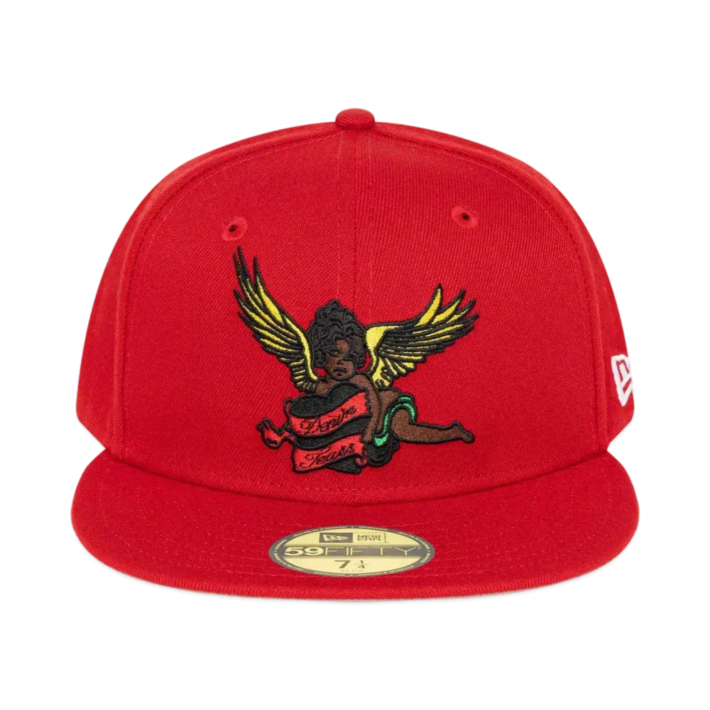 DENIM TEARS Black Cherub New Era Hat "Red"