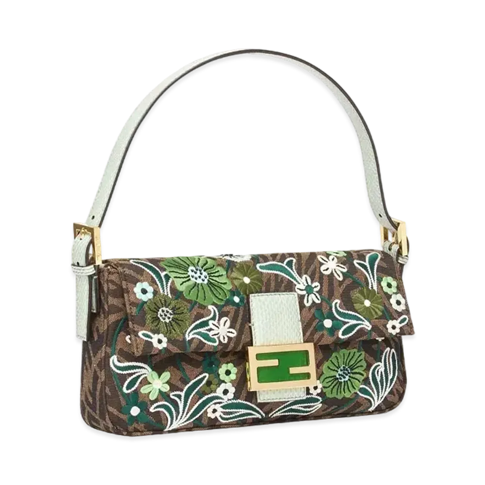 FENDI Baguette 1997 FF Vertigo Jacquard Bag With Embroidery