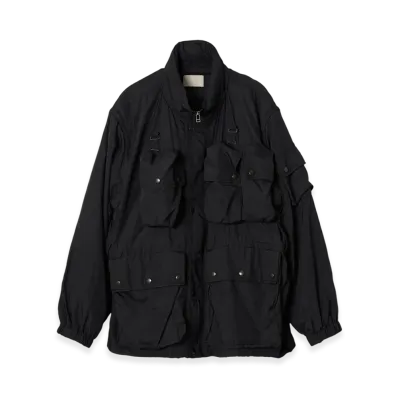 YOKE Light Nylon Taslan Multi Pockets Detachable Utility Blouson "Black"