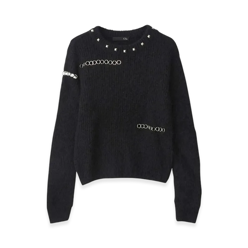 HYSTERIC GLAMOUR Studded Rib Sweater "Black"