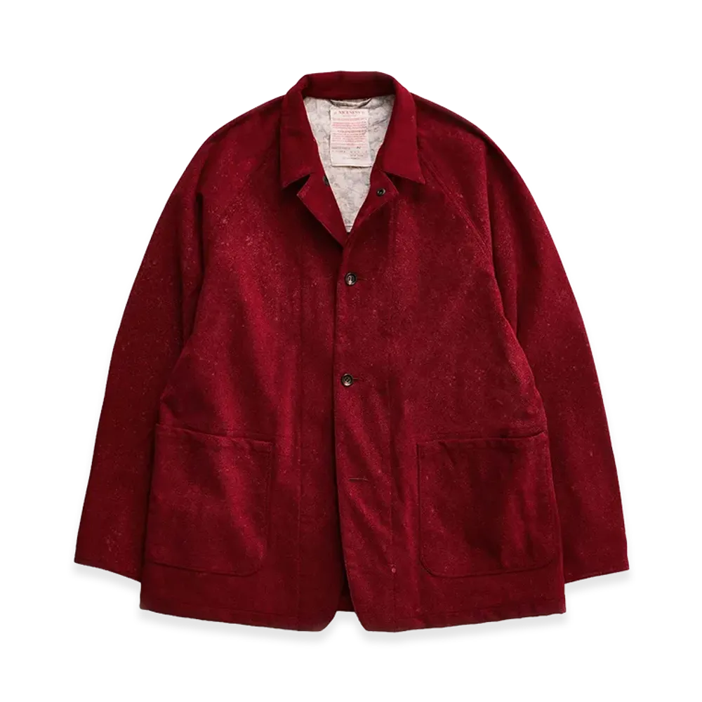 NICENESS Lennox Bleached Faux Suede Raglan Coverall "Red"
