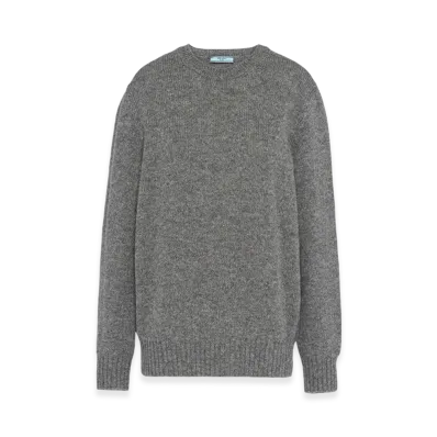 PRADA Women's Wool and Cashmere Crewneck Sweater "Grey"