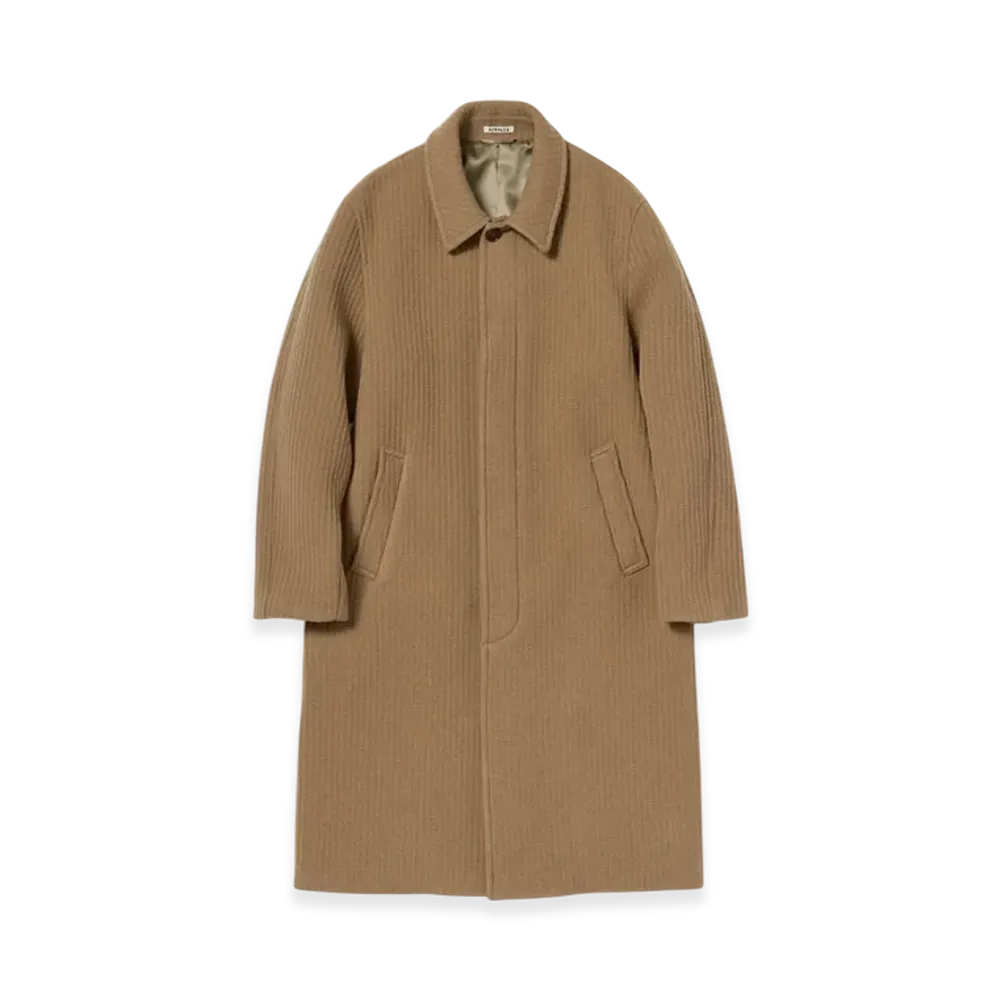AURALEE Sponge Bonded Wide Wale Wool Soutien Collar Coat "Camel"