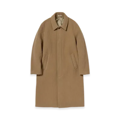 AURALEE Sponge Bonded Wide Wale Wool Soutien Collar Coat "Camel"