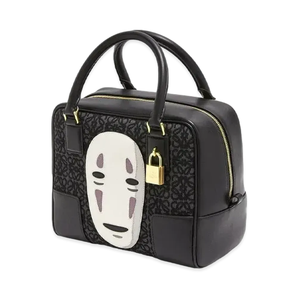 LOEWE x Spirited Away Kaonashi Amazona 19 Bag In Anagram Jacquard and Calfskin "Anthracite/Black"
