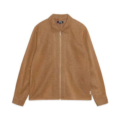 Stussy Zip Shirt Perforated Leather "Camel"