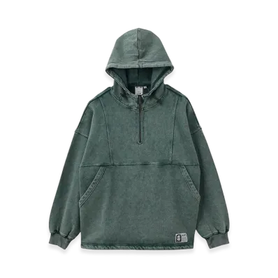 X-Girl Women's Faded Face Label Anorak Sweat Hoodie "Green"