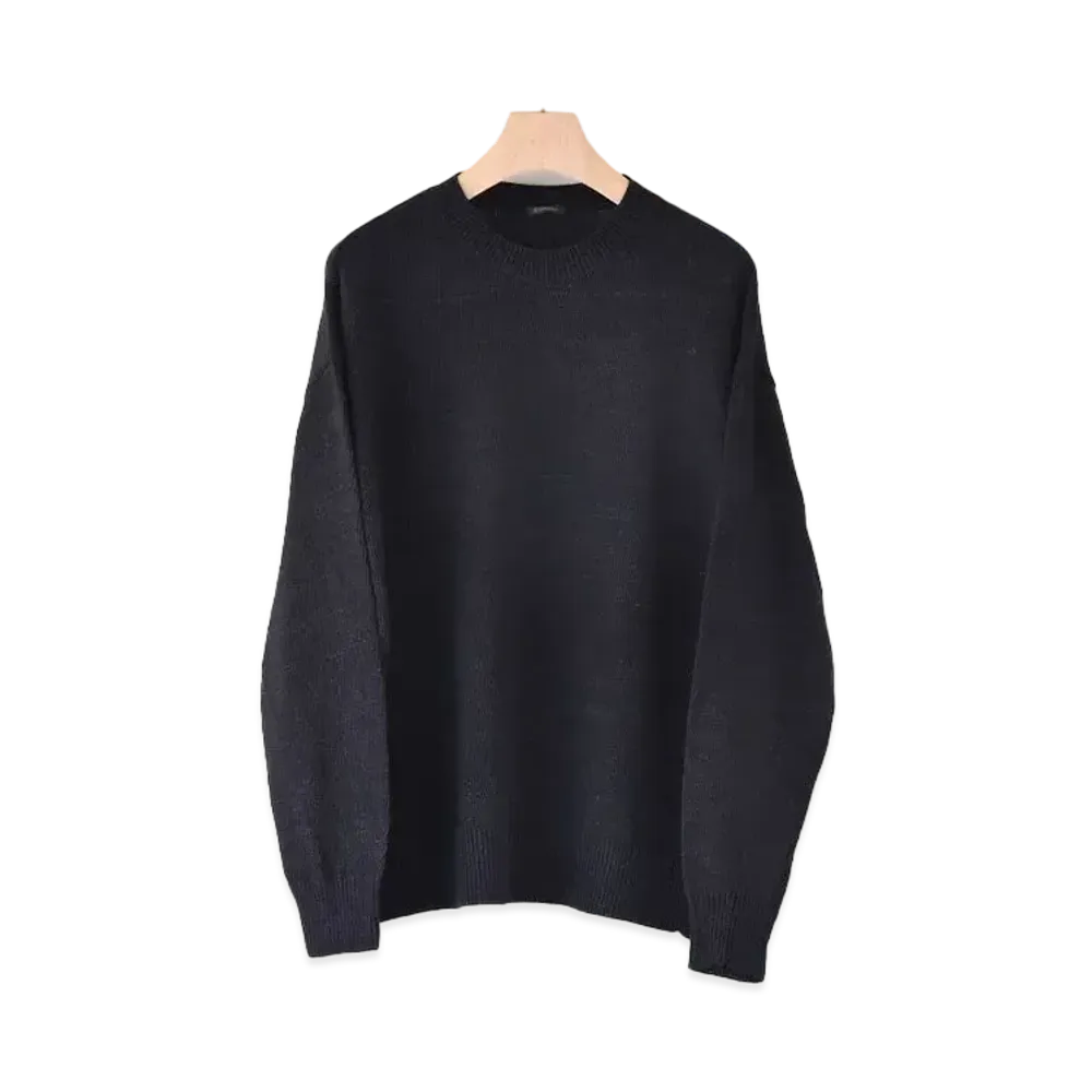 COMOLI Black Crew Neck Knit "Black"