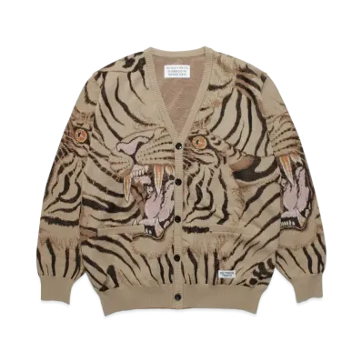 WACKO MARIA TIM LEHI / KNIT JAQUARD CARDIGAN "Beige"