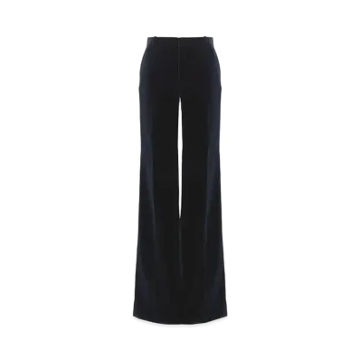 Chloe Flared Tailored Pants In Velvet "Evening Blue"