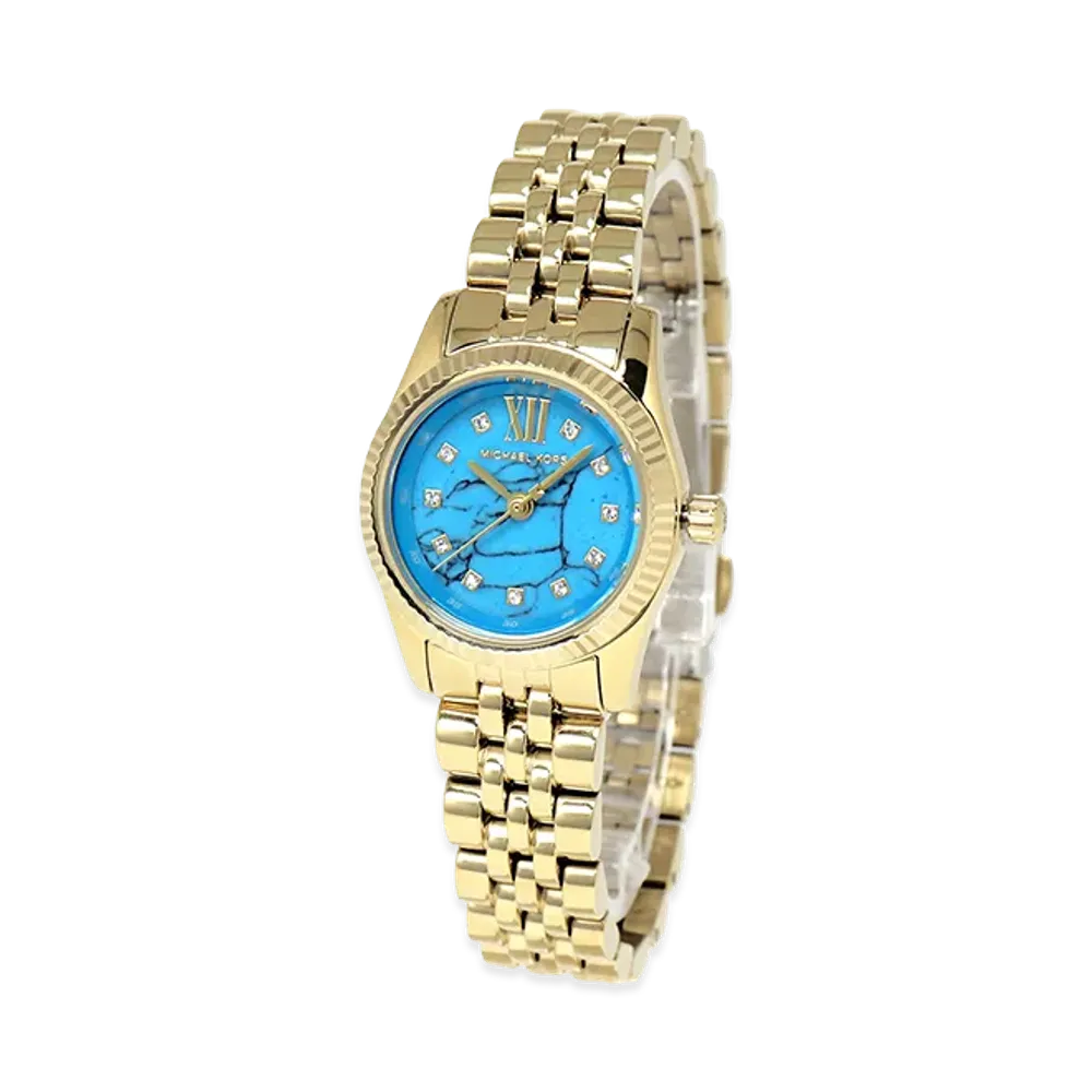 MICHAEL KORS Women's Lexington Watch Stone Index Marble "Turquoise Blue"