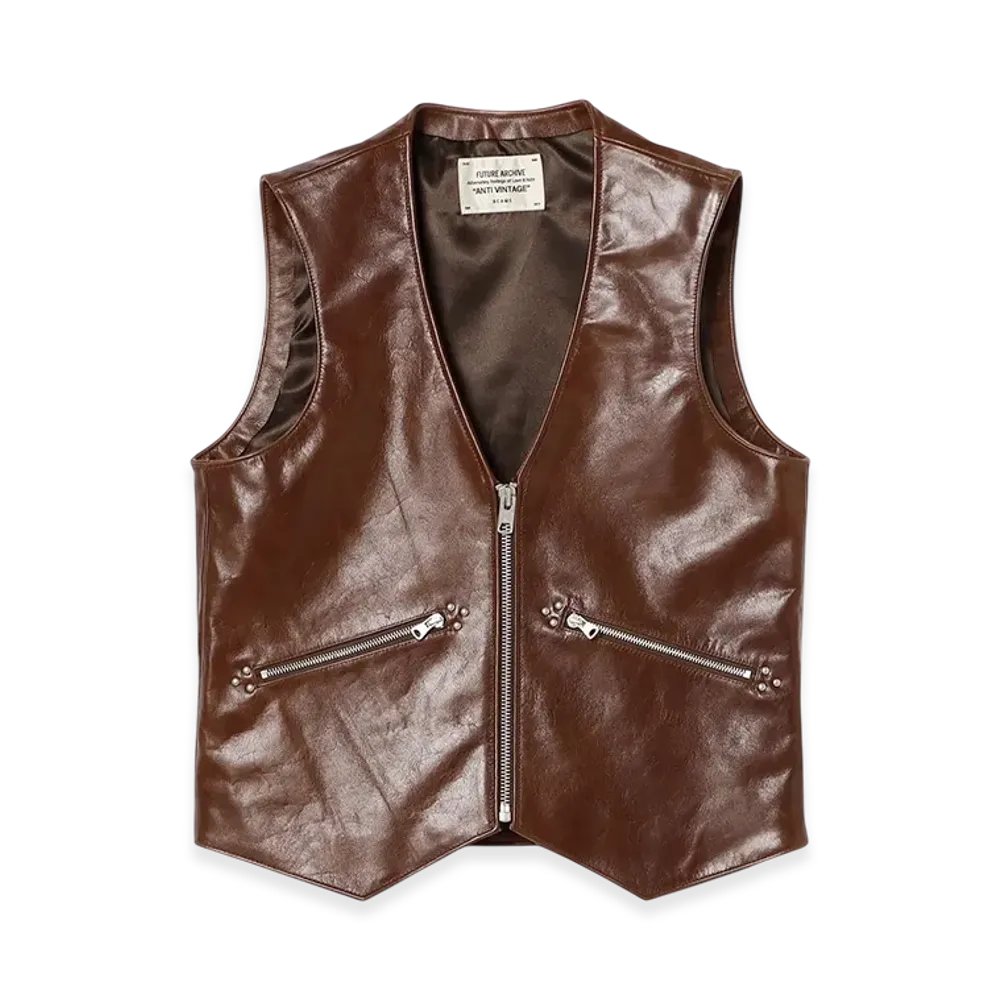 BEAMS FUTURE ARCHIVE Leather Vest "Brown"