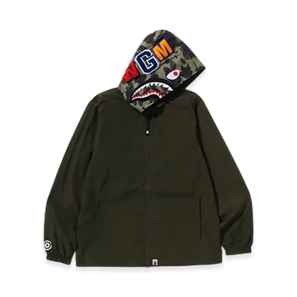 A BATHING APE 1St Camo Shark Hoodie Jacket "Green"