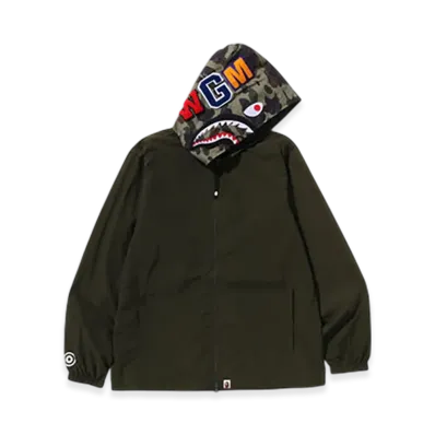 A BATHING APE 1St Camo Shark Hoodie Jacket "Green"