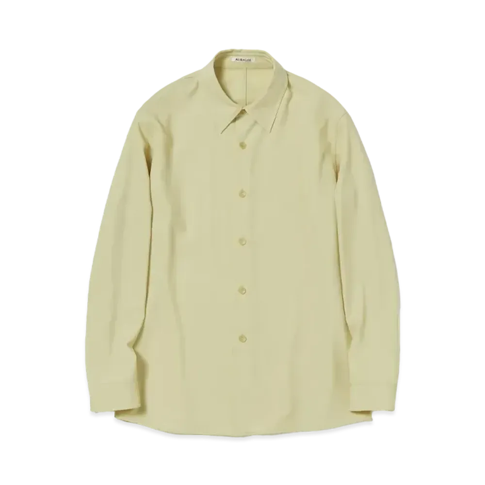 AURALEE Hard Twist Wool Dobby Shirt "Light Beige"