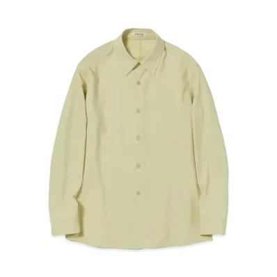 AURALEE Hard Twist Wool Dobby Shirt "Light Beige"