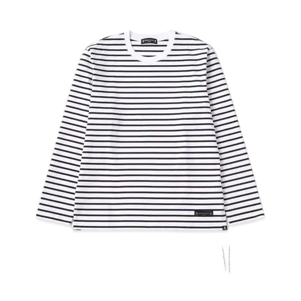 mastermind JAPAN Striped LS Tee "White Navy"