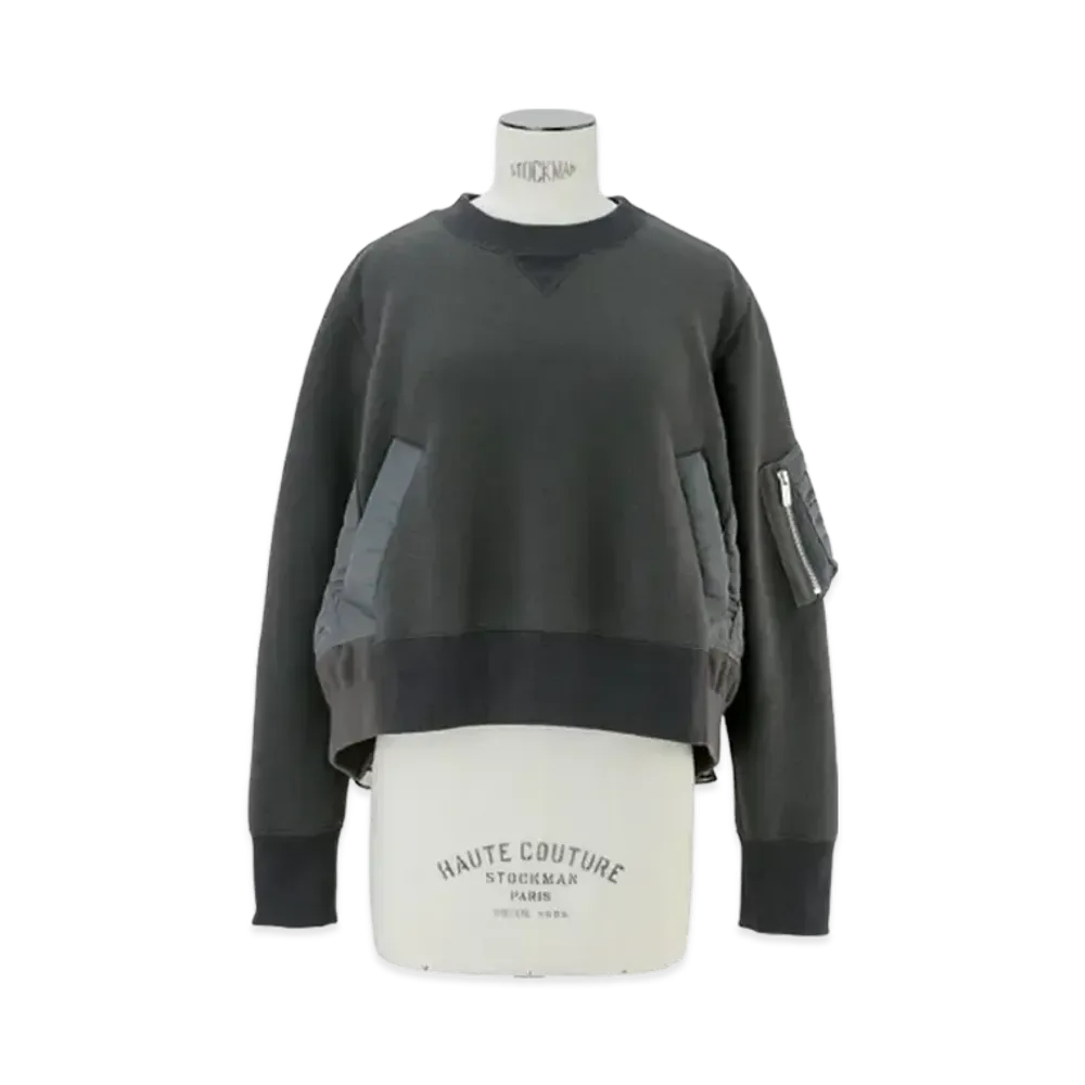 sacai Sponge Sweat x Nylon Twill Pullover "Charcoal Gray/Charcoal Gray"