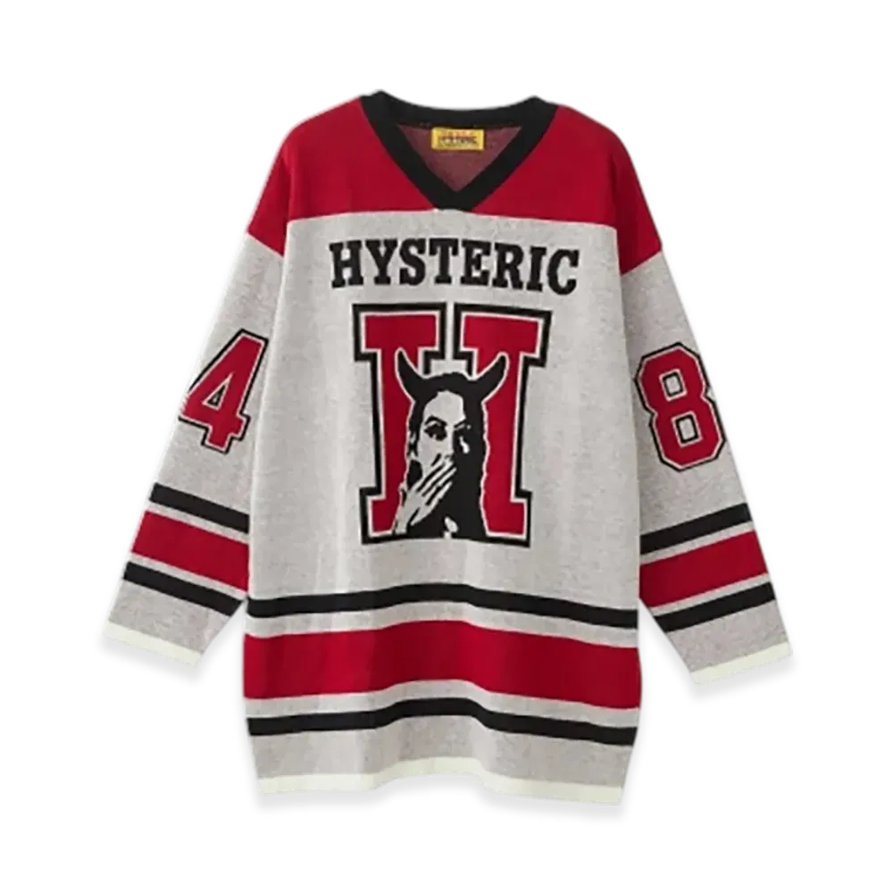 HYSTERIC GLAMOUR Speak No Evil Jacquard Pullover "White"