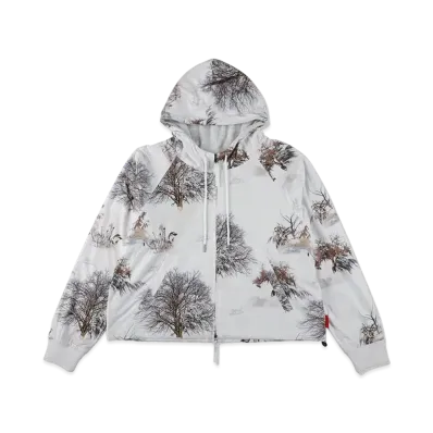 WIND AND SEA Fleece Zip Up Hooded Shirt "White_Camo"