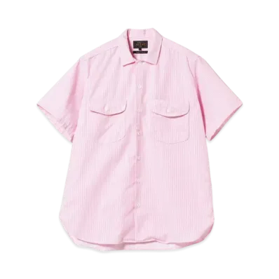 BEAMS Work Short Sleeve Stripe COOLMAX(R) "Pink"