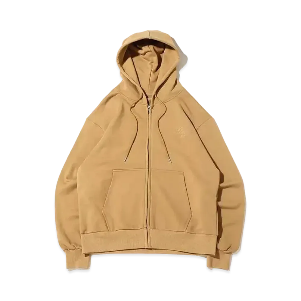 atmos pink Logo Embroidery Big Zip Hoodie "Beige"