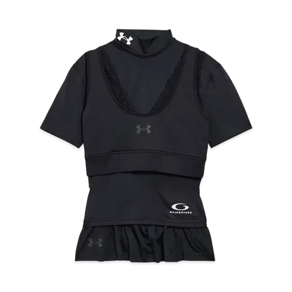 BALENCIAGA x Under Armour Women's Crewneck Layered Short Sleeve Top "Black"