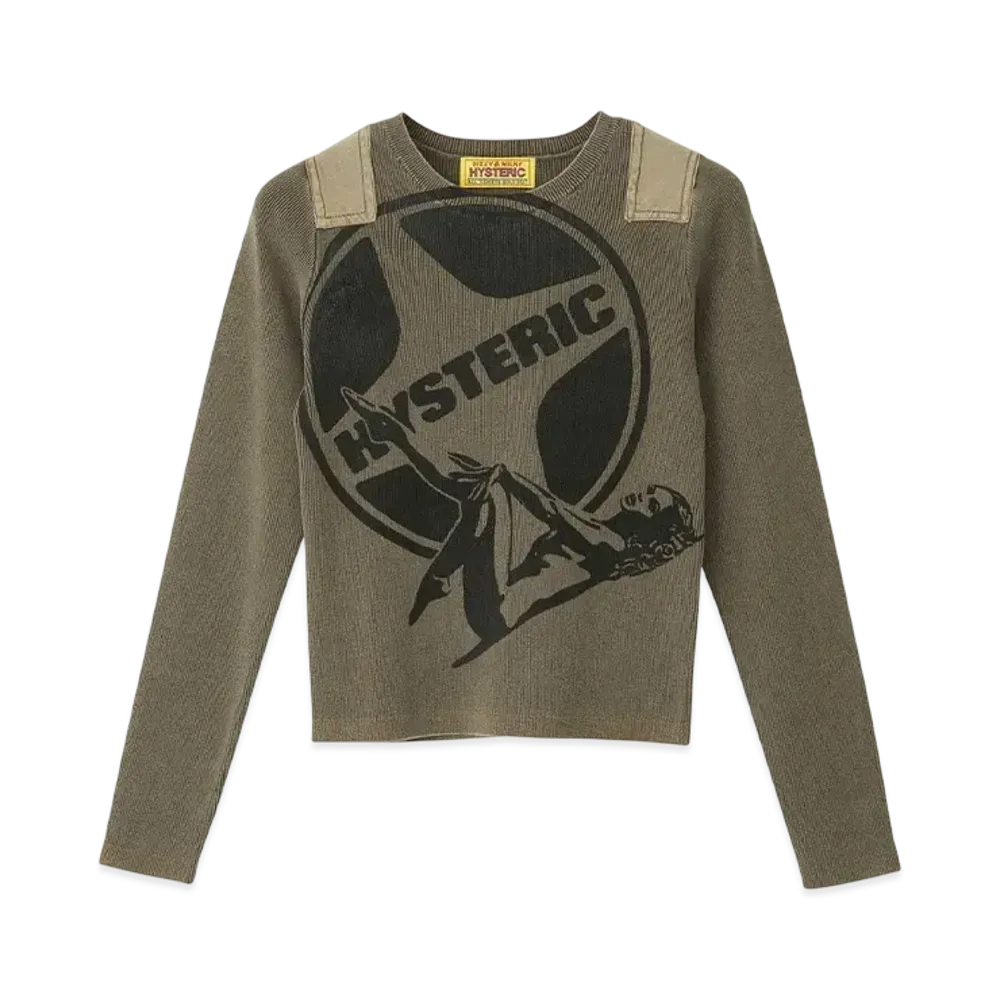 HYSTERIC GLAMOUR Leisure Woman Short Length Pullover "Khaki"