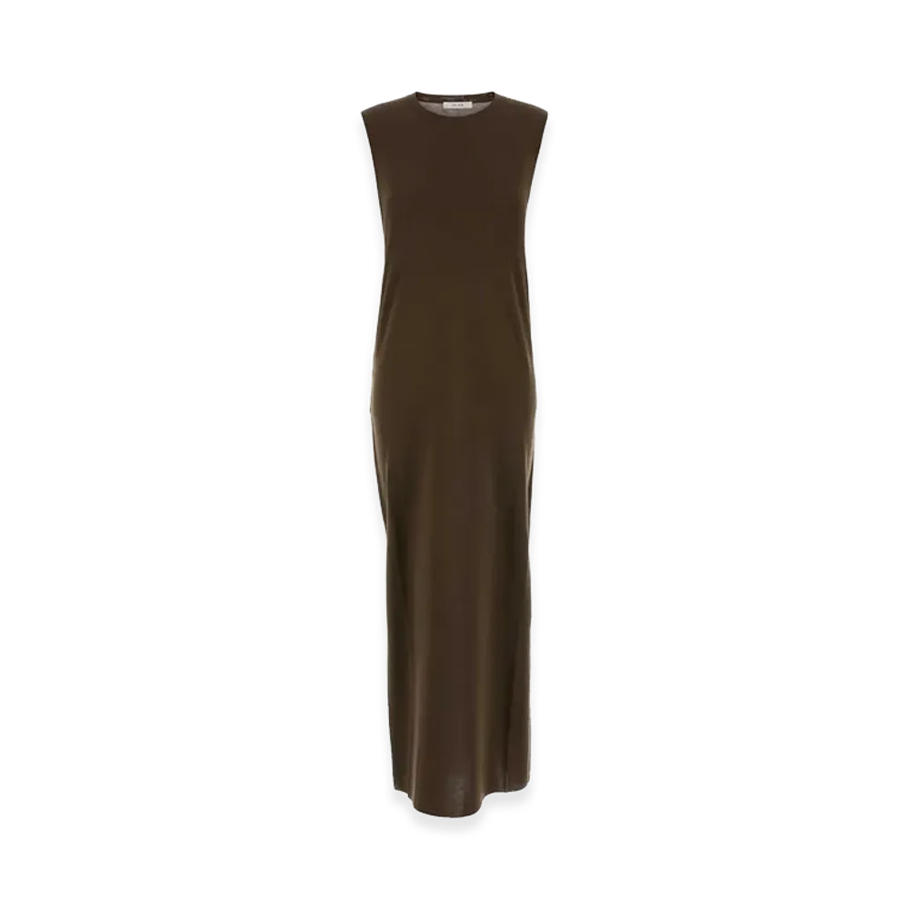 The Row Women's Stretch Silk Blend Oiva Dress "Brown/Mud"