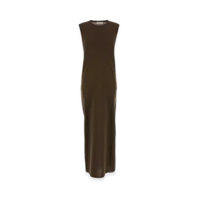 The Row Women's Stretch Silk Blend Oiva Dress "Brown/Mud"