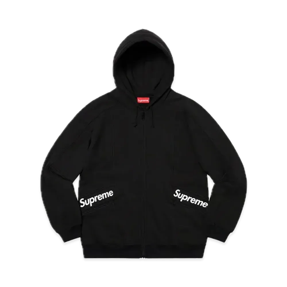 Supreme Color Blocked Zip Up Hooded Sweatshirt "Black"