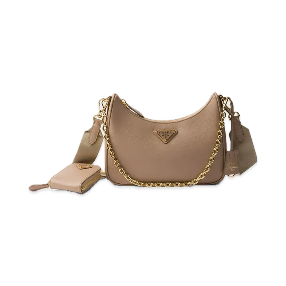 PRADA Re-Edition 2005 Saffiano Leather Bag "Beige Pink"