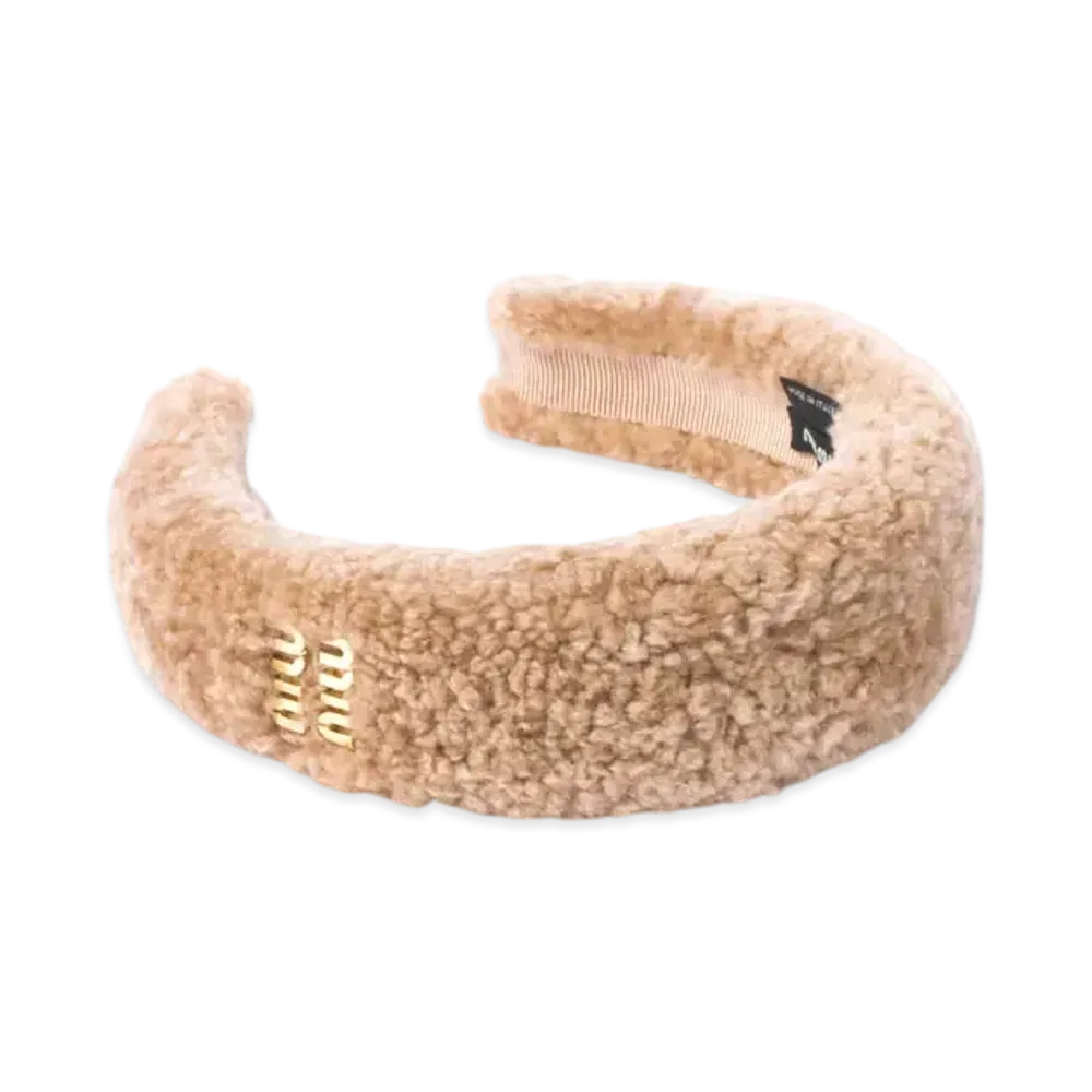 MIUMIU Shearling Headband "Camel"