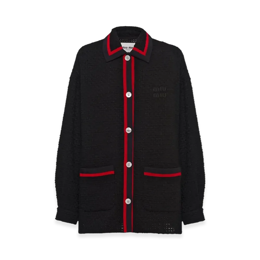 MIU MIU Women's Tweed Blouson Jacket "Black"