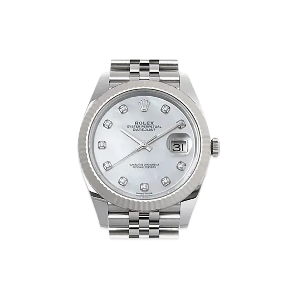 ROLEX Datejust 41 White Shell Dial 10P Diamonds 126334NG