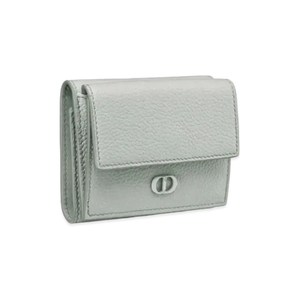 Dior Three Fold Wallets CD Icon Grained Calfskin "Gray"